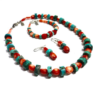 Earrings - Coral & Turquoise