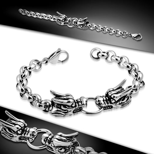 Bracelet Steel 2-tone Dragon Zodiac Sign