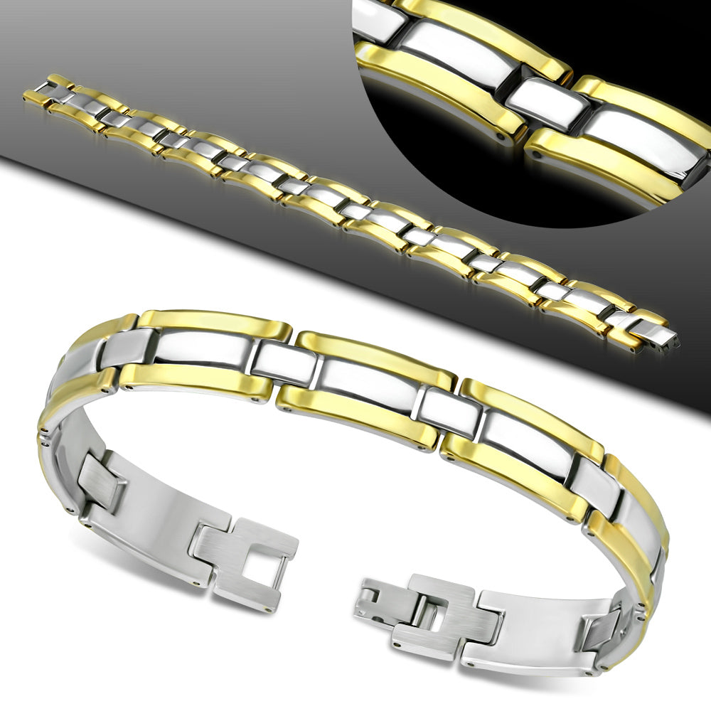 Bracelet - Steel 2-Tone Panther Link Bracelet