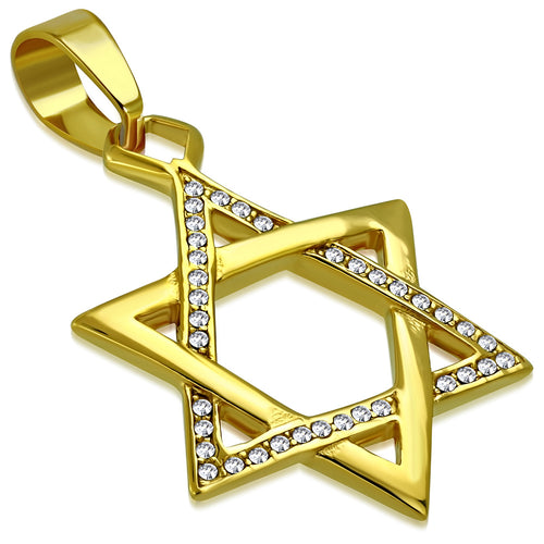 Pendant-Gold plated Steel Star of David-BPC504