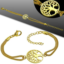 Bracelet - Steel Cut-Out Bodhi Tree Circle Watch-Style Extender Chain Mesh