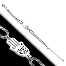 Bracelet - Steel Filigree Hand Of Fatima/ Hamsa Watch-Style Extender Chain Mesh