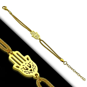Gold Plated Steel Filigree Hand Of Fatima/ Hamsa Bracelet