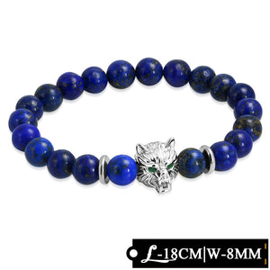 Fox Face & Lapis Lazuli Beaded Bracelet
