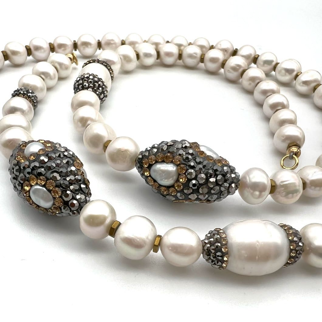 Semi-Precious Stone Set - Pearl - Necklace-Bracelet-Earrings