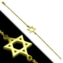 Bracelet - Gold Color Plated Stainless Steel Star Of David Watch-Style Link Chain
