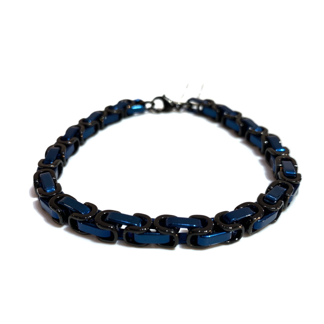Men's Black and Blue Surgical Steel Bracelet