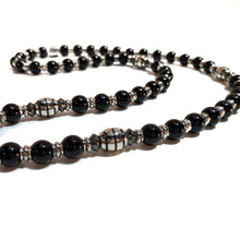 Onyx Rosary with Steel Accents