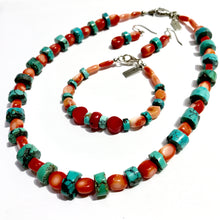 Bead Necklace - Coral & Turquoise