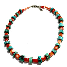 Bead Necklace - Coral & Turquoise