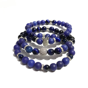 Bead Bracelet - Stretchable - Blue Tiger Eye - Agate - ART126