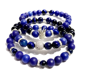 Bead Bracelet - Stretchable - Blue Tiger Eye - Agate - ART127
