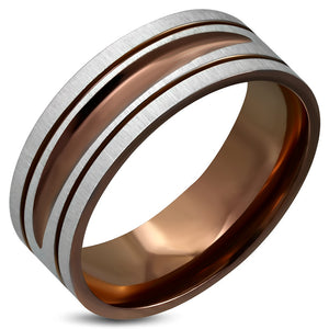 Ring Steel - Brown Color Plated Satin Finished - NRM085
