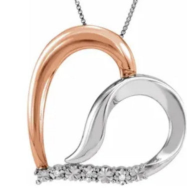 Necklace - 14K Rose Gold-Plated Sterling Silver .02 CTW Diamond Heart