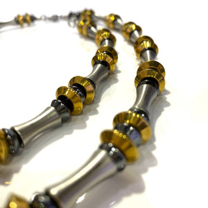 Necklace - Steel & Hematite 21.5 inch long