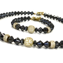 Hematite and Gold Pave Bead