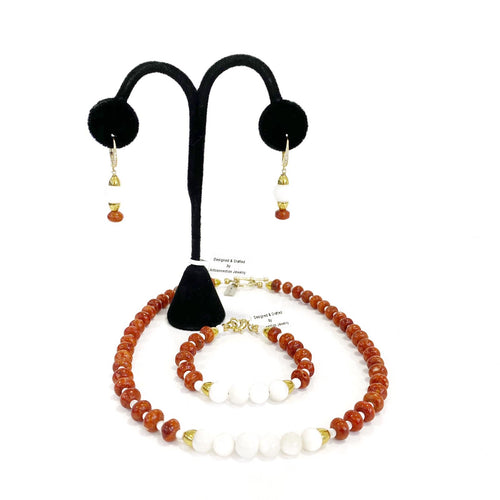 Earrings - Mother of Pearl & Red Coral Earrings