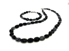 Necklace - Snowflake Obsidian & Onyx - 21 inch