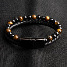 Bracelet for Men - Natural Stone & Genuine Leather & Steel-sold out