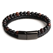 Bracelet for Men - Natural Stone & Genuine Leather & Steel-sold out